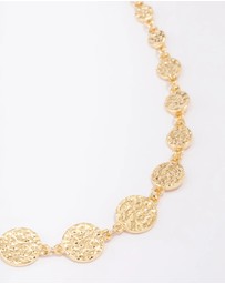 Lovisa - Gold Plated Hammered Disc Chain Necklace