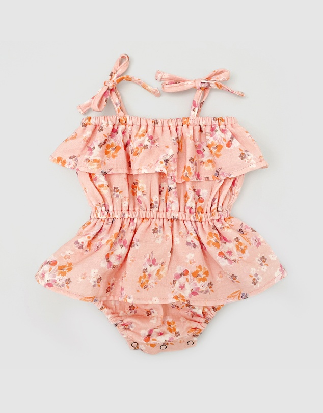 WITH LOVE FOR KIDS - Cotton Muslin Ruffle Playsuit - Babies