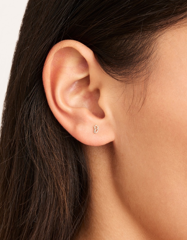 By Charlotte - Sterling Silver Love D Earring