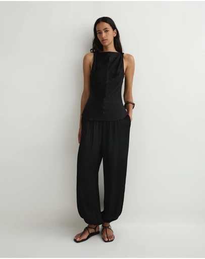 BONDI BORN - Ardea Twist Shoulder Top - Black