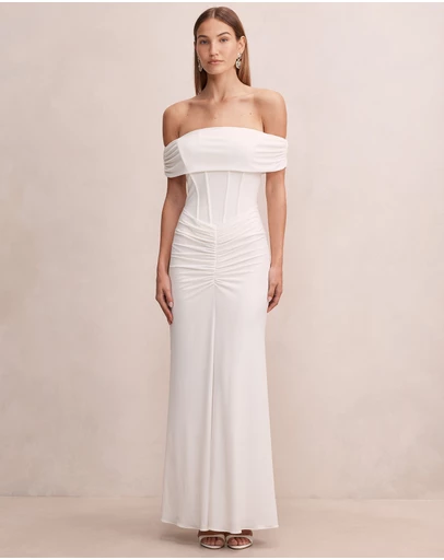 Forever New - Ania Ruched Bardot Neck Maxi Dress