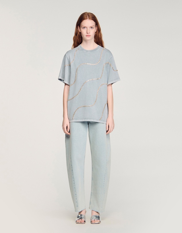 Sandro - Strass Wave Tee Shirt