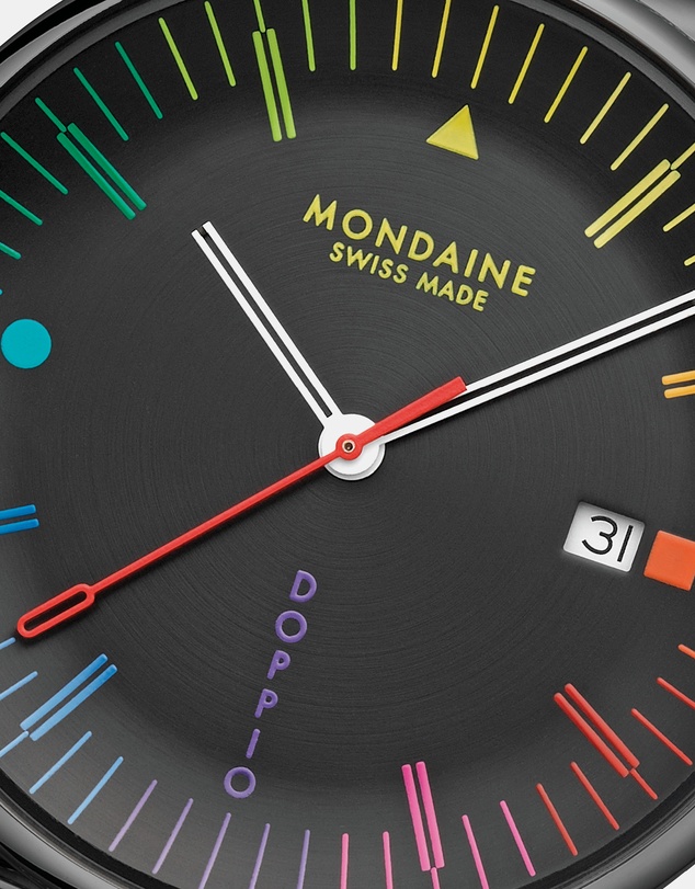Mondaine - Mondaine Doppio Bauhaus Black Stainless Steel 41mm Watch