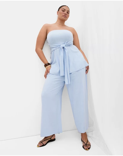 City Chic - Plus size Haven Strapless Tie Top - powder blue