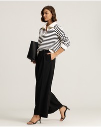 IDA+S - Ines Merino Stripe Quarter-Zip Knit