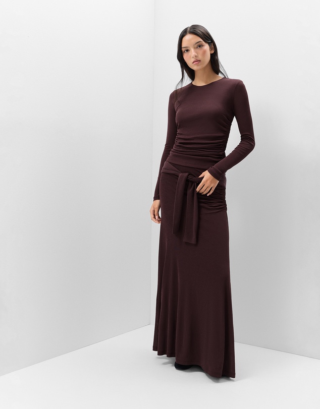 UNISON - Ruched Mesh Maxi Skirt