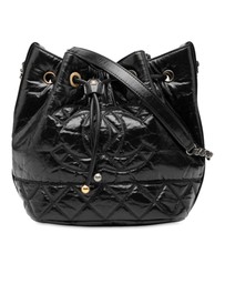 Pre-Loved by Azura Reborn - Pre-Loved Shiny Aged Calfskin CC Chain Drawstring Bucket Bag