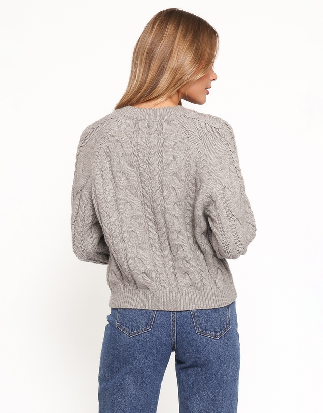 Petal & Pup - Nika Cable Knit Cardigan - Grey