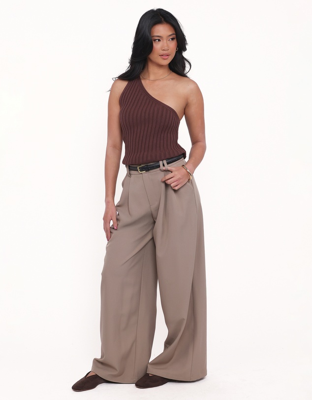 Petal & Pup - Arcadia One Shoulder Top - Chocolate