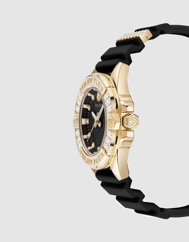Philipp Plein - Plein Majesty Gold-tone with Crystals 38mm Black Dial and Silicone strap