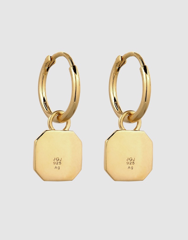 Kuzzoi - ICONIC EXCLUSIVE - Enamel Octagon Hoop Earrings in Gold-Plated 925 Silver