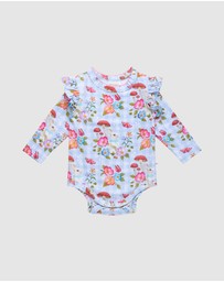 Fleur Harris - 'Curious Bunny' Frill Bodysuit in Cornflower