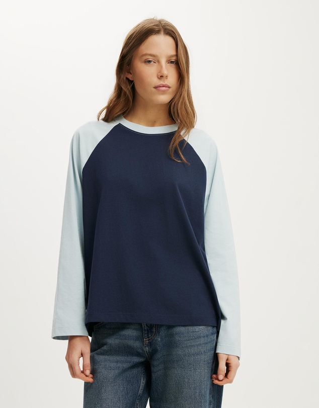 Cotton On - Boxy Raglan Long Sleeve Tee