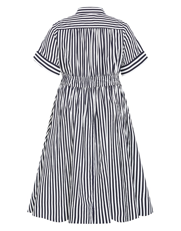 City Chic - Plus size Ayla Stripe Shirt Dress - navy