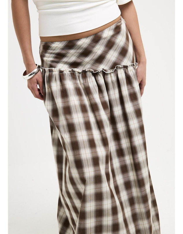 Subtitled - Dakota Gingham Yoke Maxi Skirt