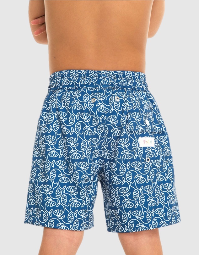 Tolu Australia - Boys Swim Shorts With Blue Fishes