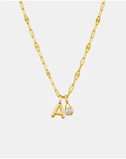 Zoe Olivia - 14K Gold Vermeil Imprint Initial A Cubic Zirconia Necklace