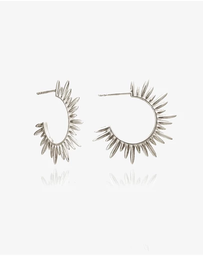 Rachel Jackson - Electric Goddess Medium Silver Hoop Earrings