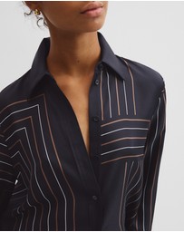 Country Road - Print Long Sleeve Washable Silk Shirt