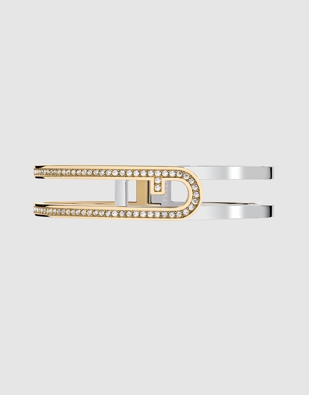 Furla - Furla Arch Essence Gold and Silver-Tone Crystal Bangle Bracelet