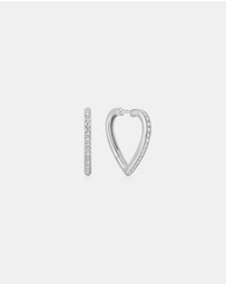 Ania Haie - Ania Haie Silver Medium Sparkle Heart Huggie Hoop Earrings