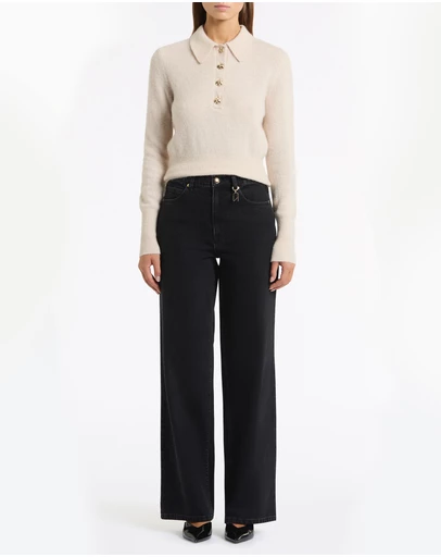 Carla Zampatti - Washed Black Denim Wide Leg Pant