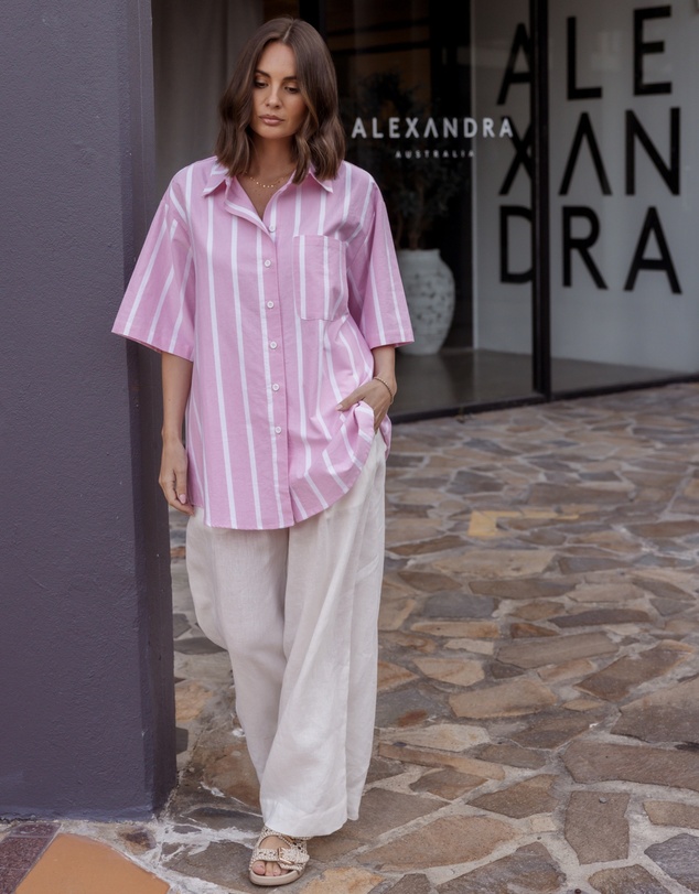 ALEXANDRA - Rogue Shirt Pink Chambray Stripe