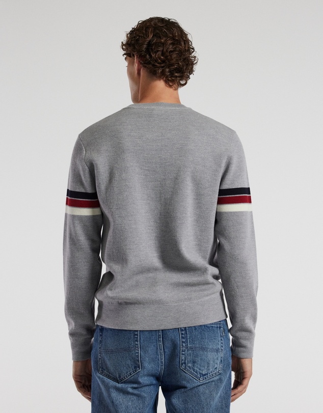 Calibre - Contrast Stripe Crew Sweater Silver