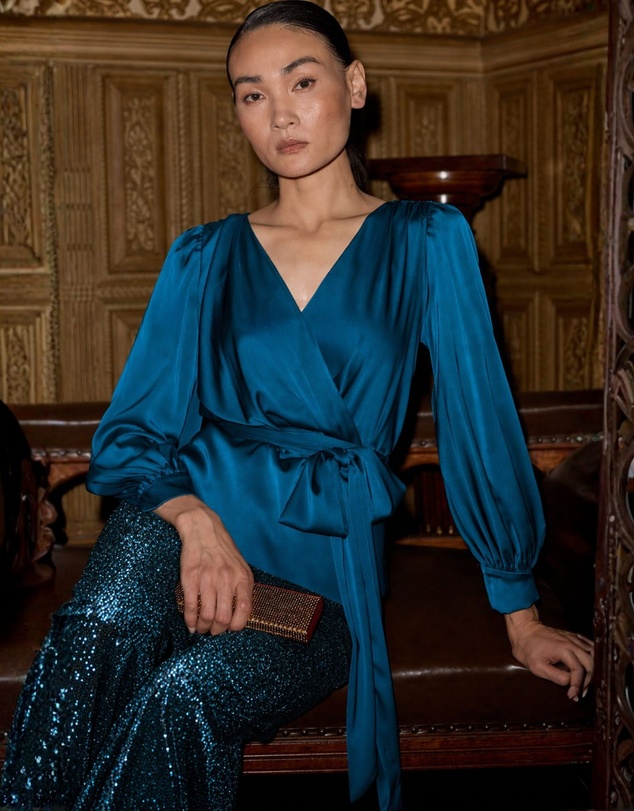 SACHA DRAKE - Satin Faux Wrap Top