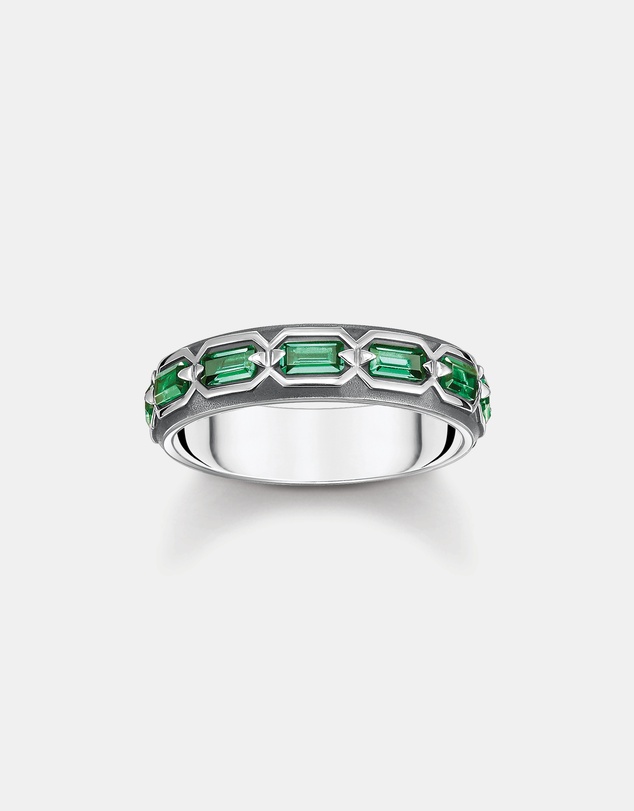 THOMAS SABO - Ring Crocodile Shell with Stones Silver Blackened