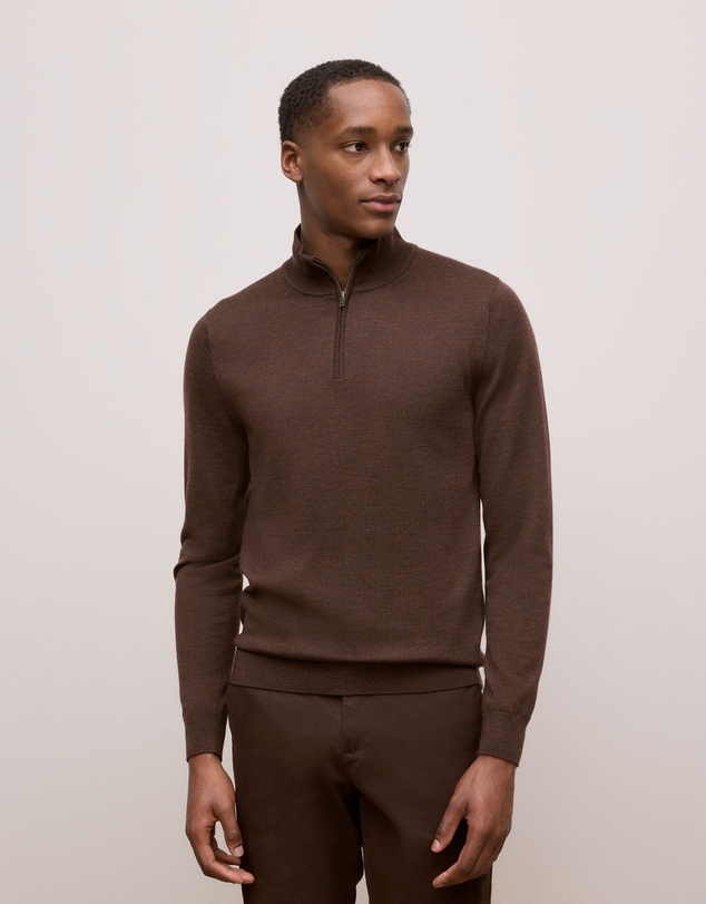 Trenery - Merino Half Zip in Espresso