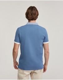 Oxford - Dylan Striped Collar Pique Polo