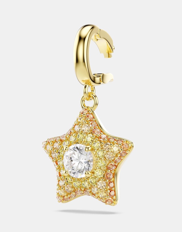 Swarovski - Sublima Charm, Round Cut, Star, Yellow, 18K Gold Finish