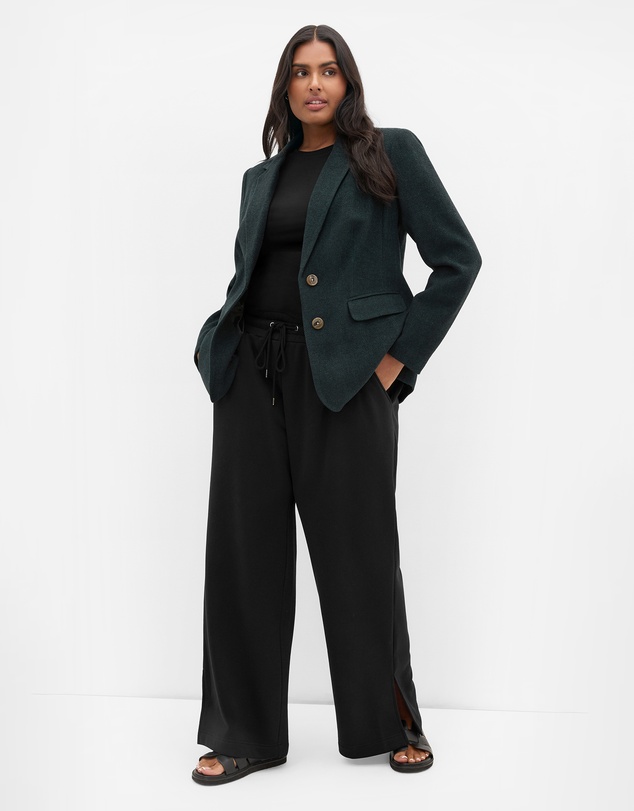 City Chic - Plus size Oxford Melton Jacket - hunter green