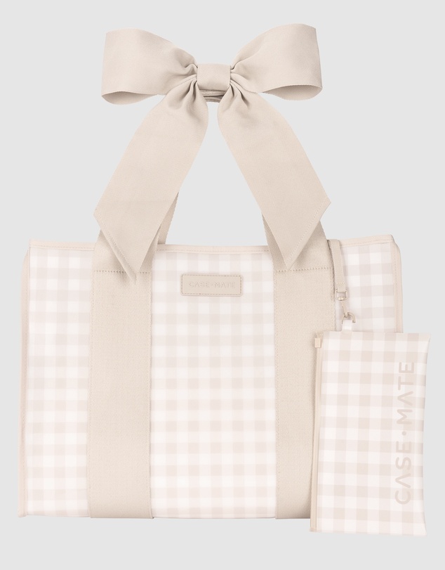 Case-Mate - Case-Mate Latte Gingham Bow Tote w/ Phone Pouch