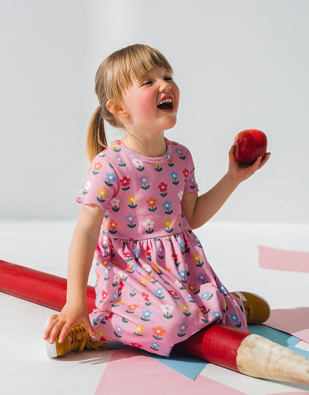 Huxbaby - Multi Colour Daisy Rib Dress - Babies-Kids
