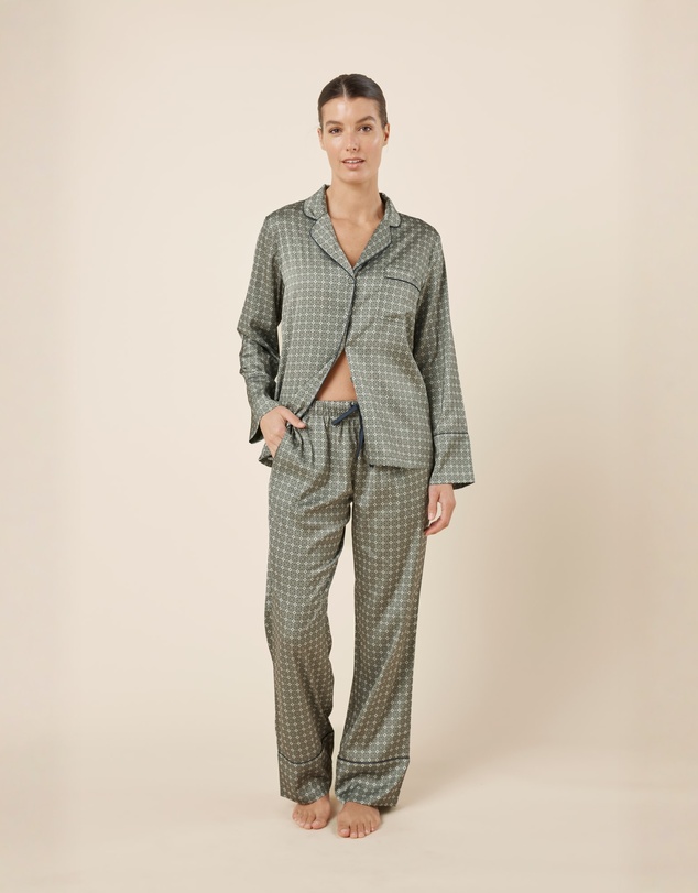 Gingerlilly - Kienna Geo Printed Silky Satin PJ Set