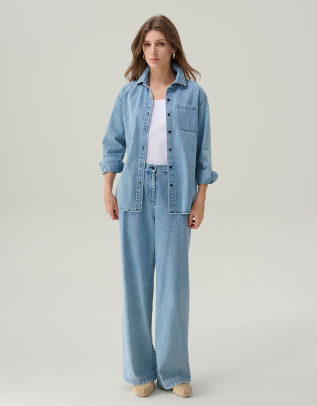 IDA+S - Lara Light Denim Button Down Top