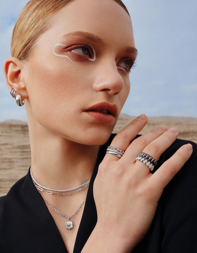 Ania Haie - Ania Haie Silver Colour-Block Mother of Pearl Star Necklace