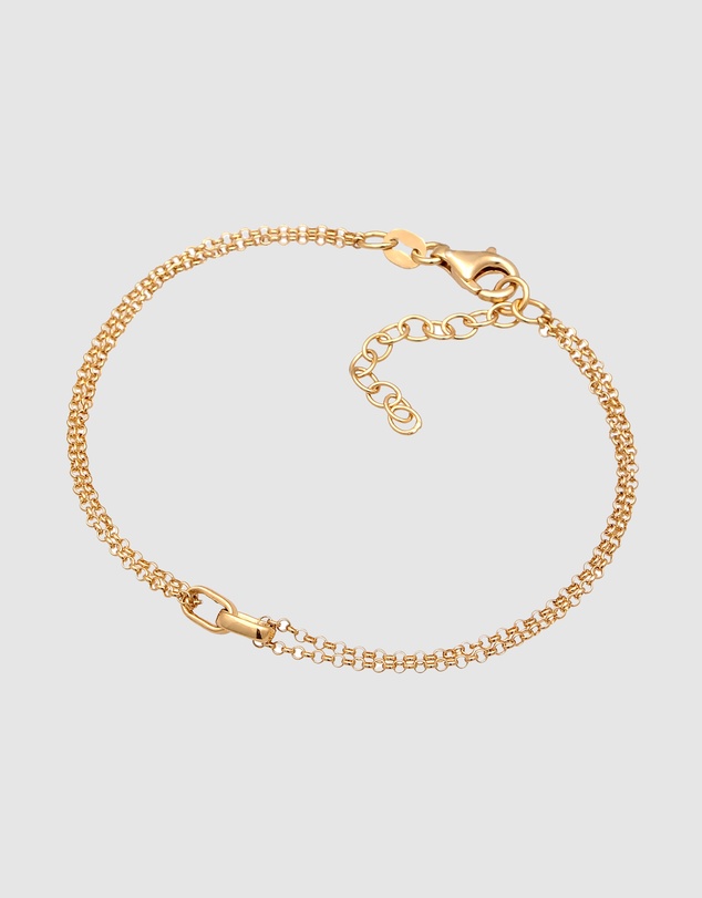 Elli Jewelry - Bracelet Double Chain 925 Sterling Silver Gold-Plated