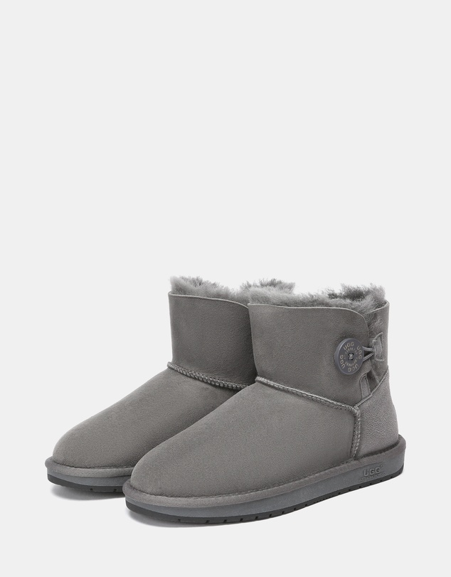 EVERAU - Australian Shepherd Ugg Mini Button Sheepskin Upper UGG Boots