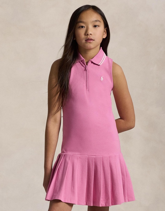 Pleated Stretch Mesh Polo Dress - Kids-Teens by Polo Ralph Lauren Online |  THE ICONIC | Australia
