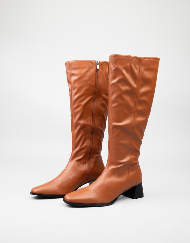 RAID - Ishbel low block heeled knee boots in tan