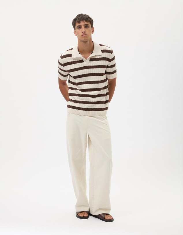 AERE - Stripe Cotton Knit Polo