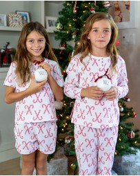 Sant And Abel - Kids Christmas Candy Cane Long PJ Set