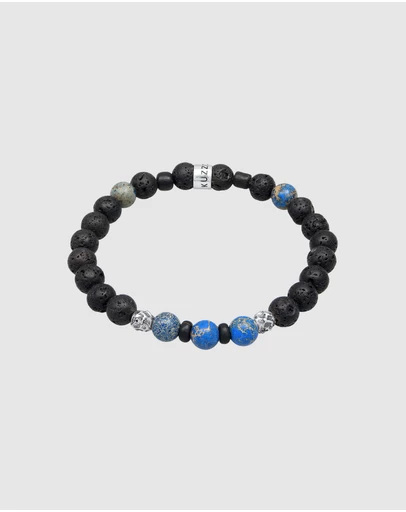 Kuzzoi - ICONIC EXCLUSIVE - Agate and Lava Bead Bracelet with Sterling Silver Elements
