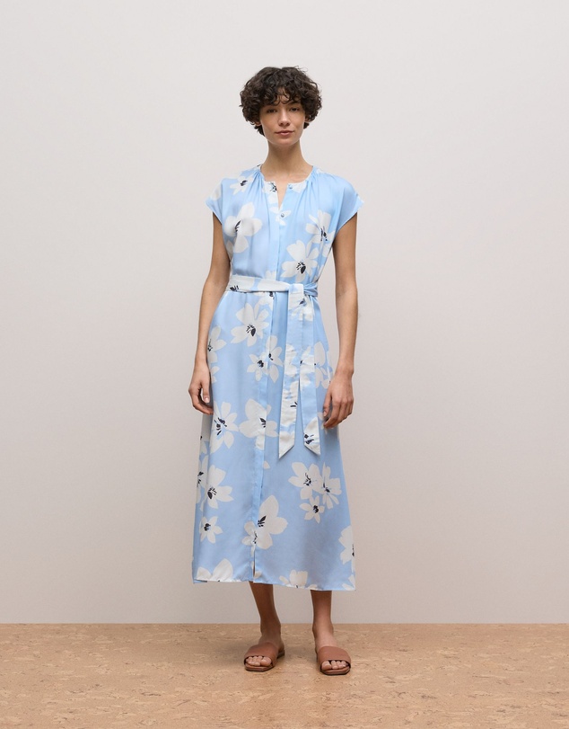 Trenery - Sorell Modal Cap Sleeve Dress in Soft Blue