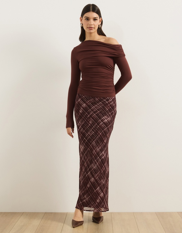 Atmos&Here - Quinn Check Print Maxi Skirt