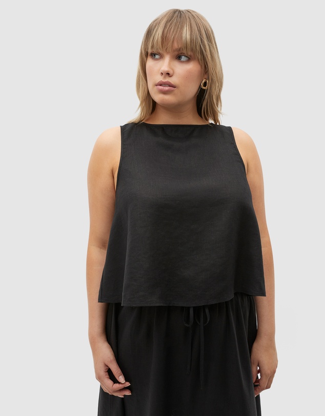 Seed Heritage - Linen Boat Neck Shell Top
