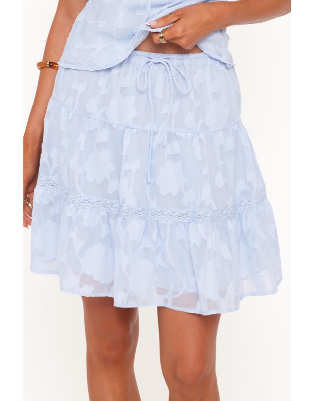 Petal & Pup - Clodagh Textured Tiered Mini Skirt - Powder Blue